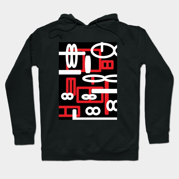 Red and black geometric abstract art Hoodie by VICTIMRED